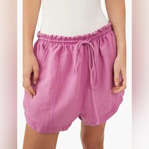 NWT Free People Pink Mirella Linen & Cotton Drawstring Shorts XS